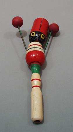 Wooden Noisemaker handpainted cat