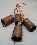 4 tin hanging bells on string