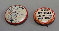 2 humor pin back older pins.