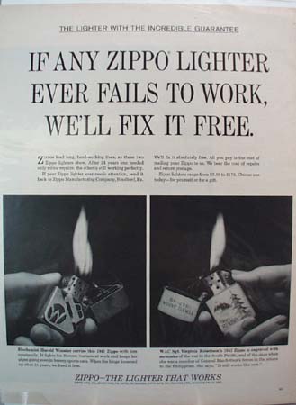 Zippo Lighter Wooster & Robertson Ad 1965