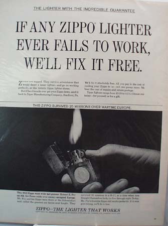 Zippo Lighter Robert Fry Ad 1965