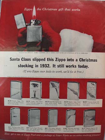 Zippo Lighter Christmas Ad 1963