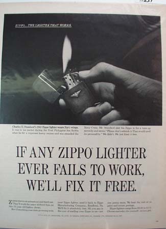 Zippo Lighter Navy Wings Ad 1965