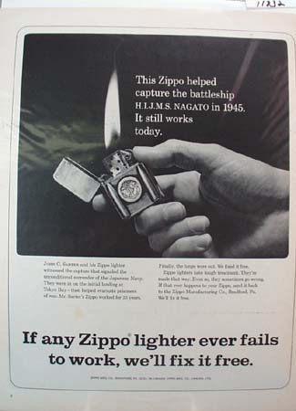 Zippo Lighter John Sarter Ad 1966