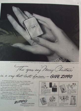 Zippo Lighter Merry Xmas Ad 1953