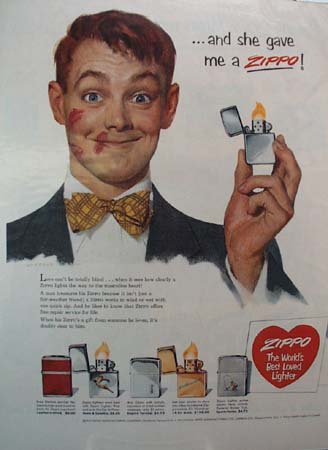 Zippo Lighter Valentines Day Ad 1953