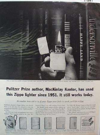 Zippo Lighter Pulitzer Prize Ad 1961