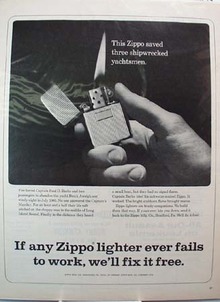 Zippo Lighter Saved Three Yachtsmen Ad 1966