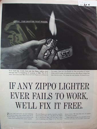 Zippo Lighter V-2 Bombing Ad 1965