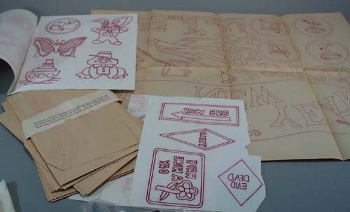 Transfers, Christmas design and jean transfers. These were originally sold for Artex paint designs, 1971, but work for all types of needlecraft projects. Some have been cut and are missing, but there are still many, many (over 100). Shipping is 1.50