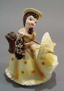 Girl with umbrella and basket