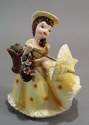 Girl with umbrella and basket