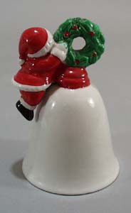 Christmas bell with santa climbing with wreath 1957