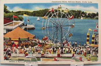 Amusement Rides Indiana Beach Postcard