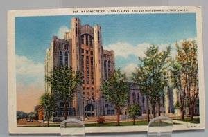 Masonic Temple Detroit Postcard