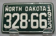 1953 North Dakota Mini License Plate