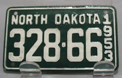 1953 North Dakota Mini License Plate