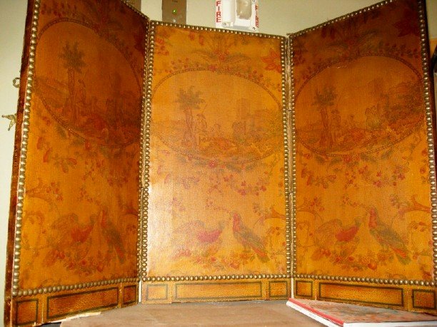 Small French Leather Painted Panels