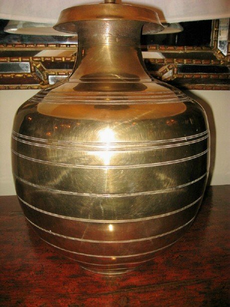 Pr. Contemporary Brass Lamps