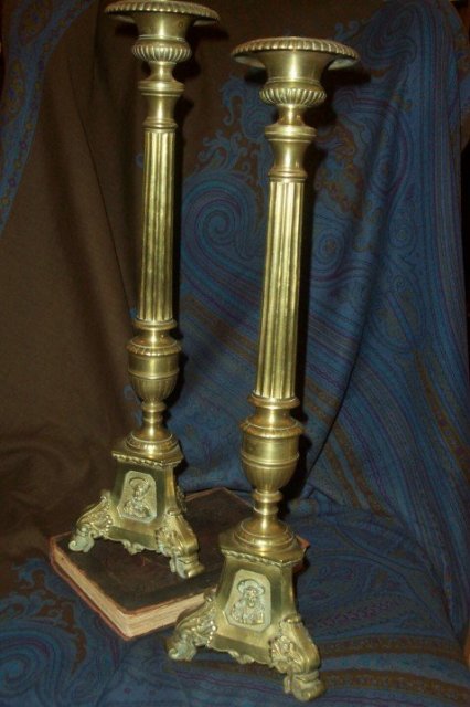 XIX Century Bronze Tall Candlesticks