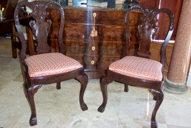 Pr. English Chippendale Style Side Chairs