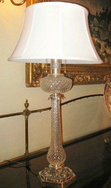 Pr. Cut Crystal and Silverplated Lamps