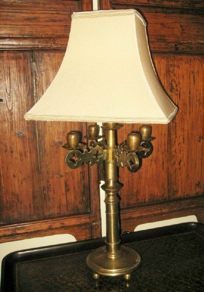 1920's Brass Candlestick Lamp