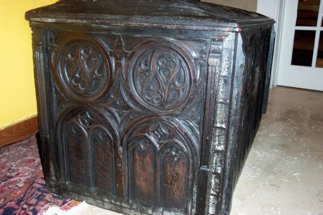 XVIII Century French Oak Gothic Trunk