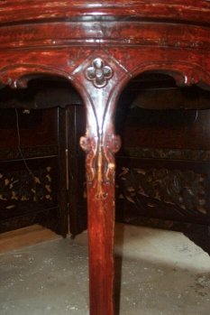 Red Cinnabar Lacquer Demilune Tables