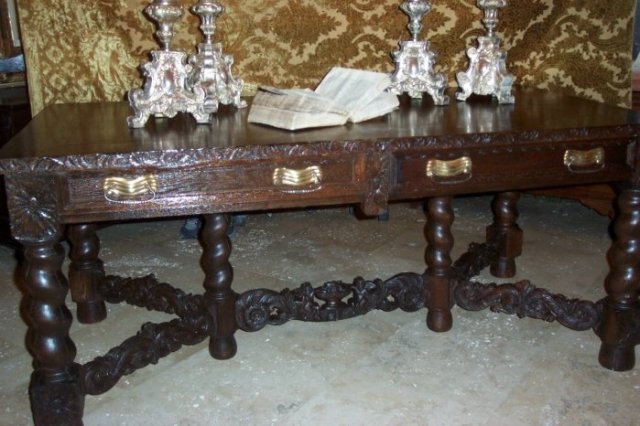 XIX Century Oak Portuguese Library Table