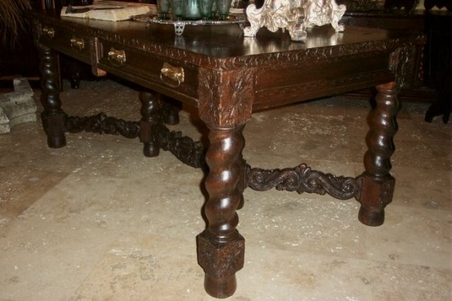 XIX Century Oak Portuguese Library Table