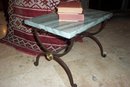 Iron and Marble Top Side Table