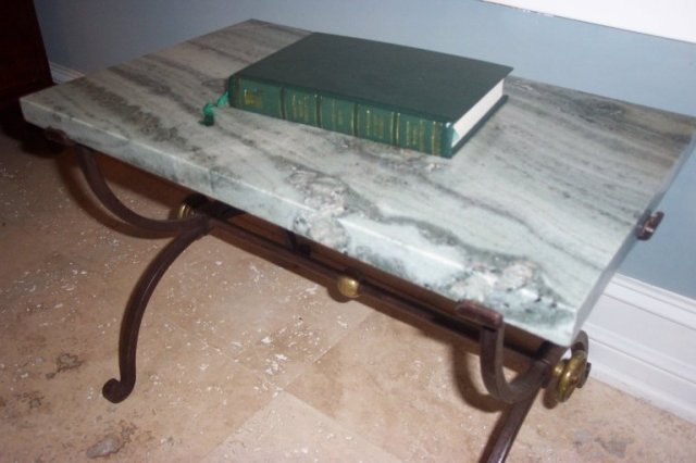 Iron and Marble Top Side Table