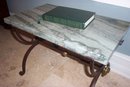 Iron and Marble Top Side Table