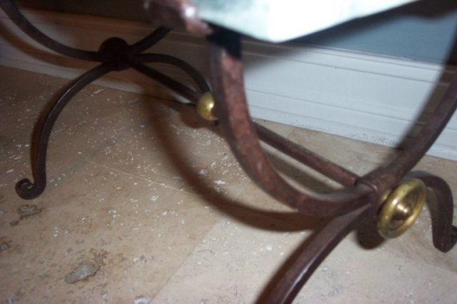 Iron and Marble Top Side Table