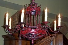 1920's Italian Painted Iron and Tin Chandelier