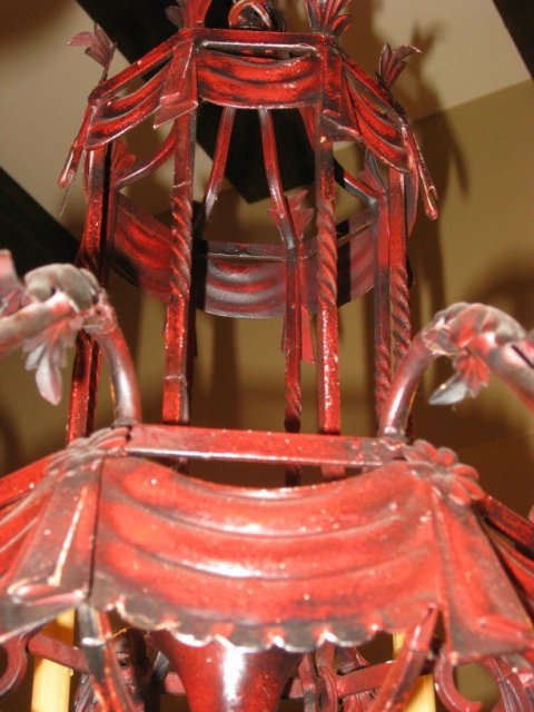 1920's Italian Painted Iron and Tin Chandelier