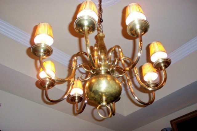 1930's Dutch Colonial Style Brass Chandelier