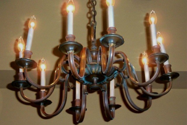 Ten-Light Bronze Chandelier