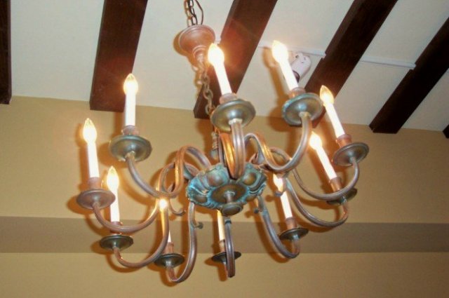 Ten-Light Bronze Chandelier
