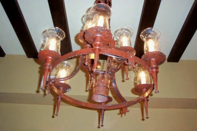 Turn of the Century Spanish Painted Iron Chandelier