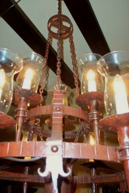 Turn of the Century Spanish Painted Iron Chandelier