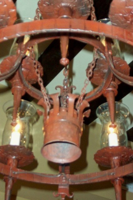 Turn of the Century Spanish Painted Iron Chandelier