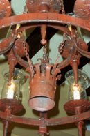 Turn of the Century Spanish Painted Iron Chandelier