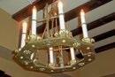 XIX Century Spanish Hammered Bronze Eight Light Chandelier