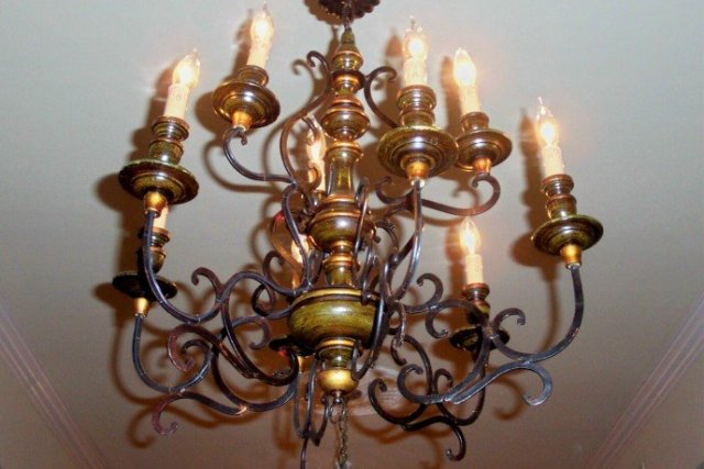 XX Century Italian Painted Iron and Wood Chandelier