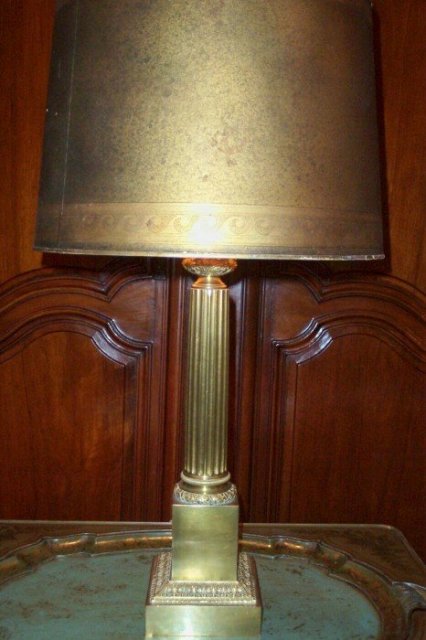 1900's French Bronze Column Lamp