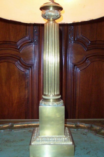 1900's French Bronze Column Lamp