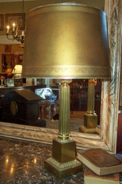 1900's French Bronze Column Lamp