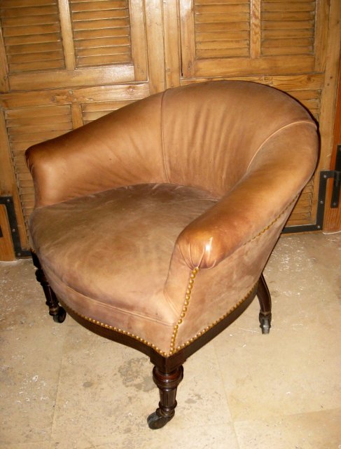 2 English Leather Upholstered Arm Chairs